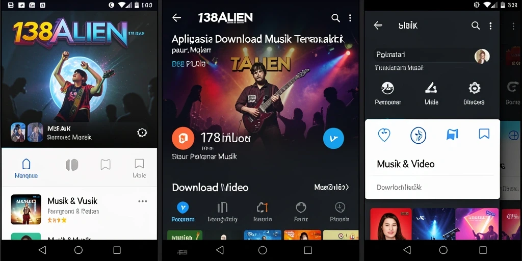 Tampilan antarmuka aplikasi 138ALIEN untuk Download Musik.