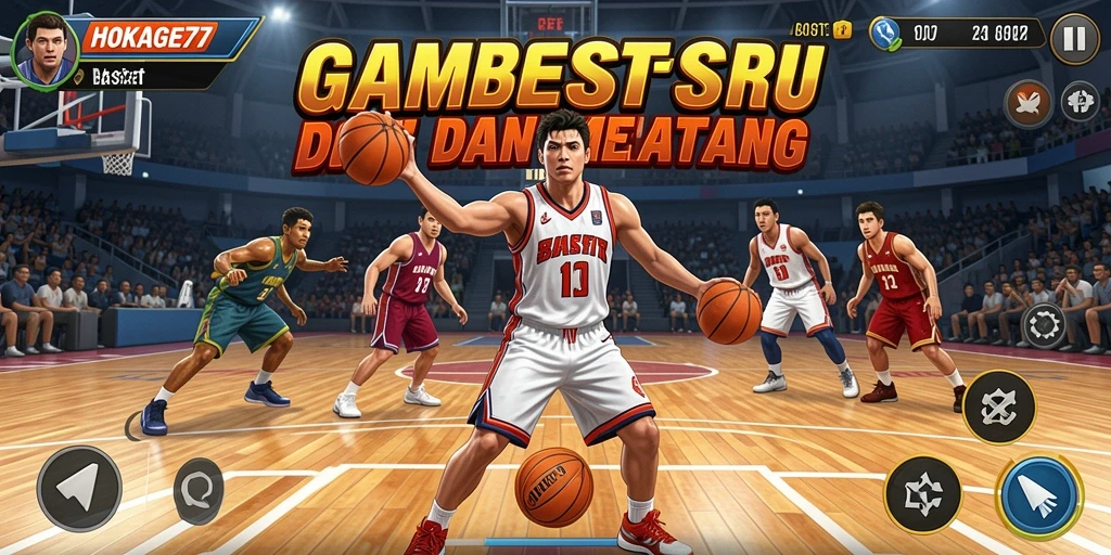 Tampilan menarik dari antarmuka HOKAGE77 saat bermain basket.