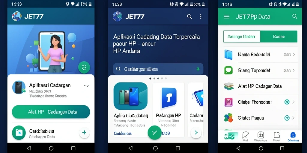 Antarmuka JET77 yang intuitif untuk cadangan data pengguna.