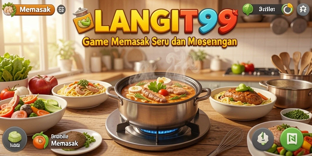 Tampilan antarmuka LANGIT99 saat mempersiapkan hidangan masakan.