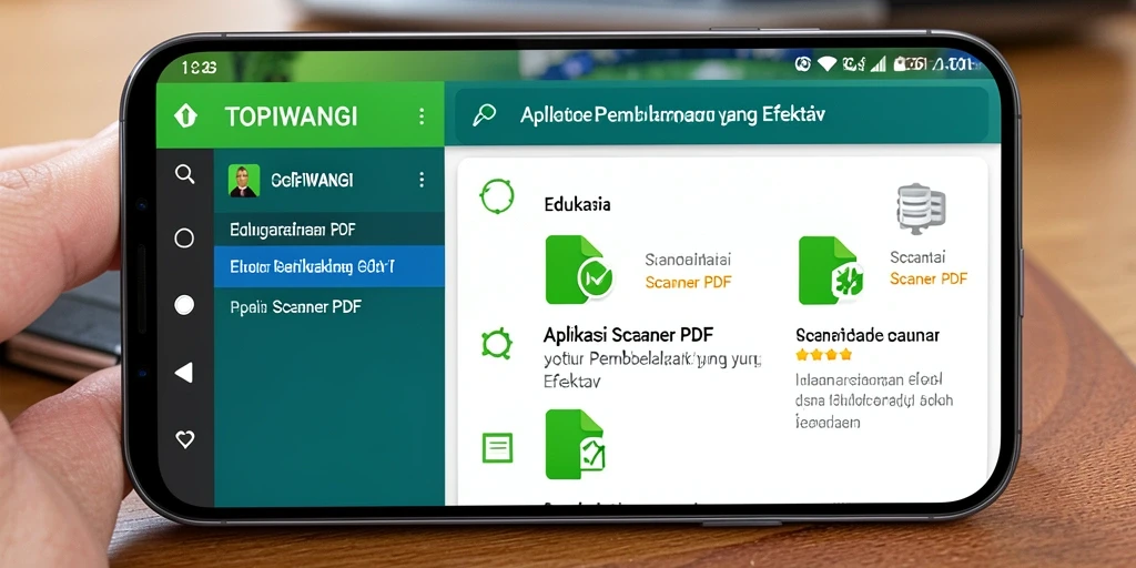 Antarmuka utama aplikasi TOPIWANGI dengan fitur pemindaian PDF.